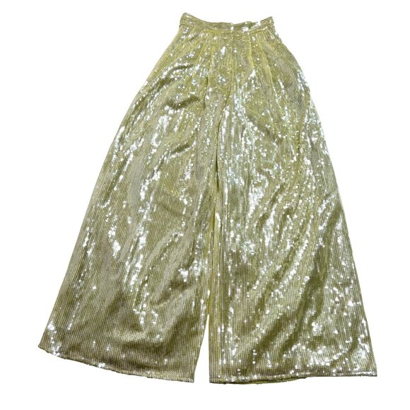 ASOS Edition Wide Leg Sequin Pants in Green - Picture 1 of 4